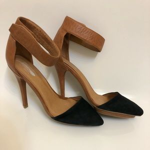 Jeffrey Campbell black suede and brown heels
